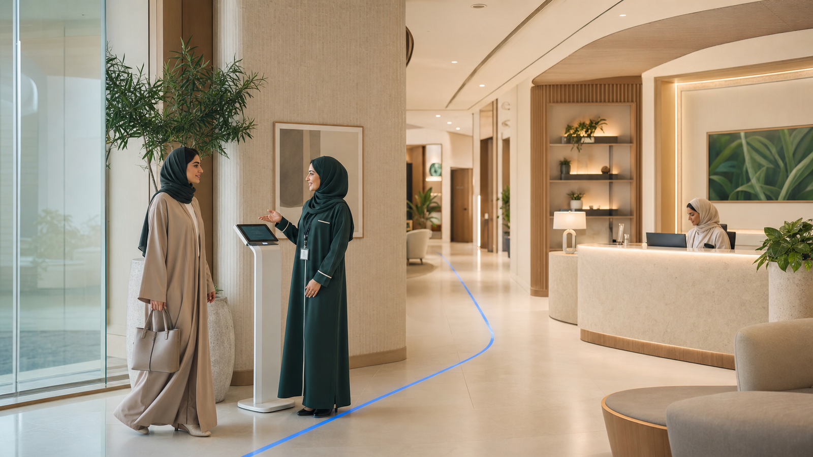 A care coordinator welcoming a patient to a connected clinic